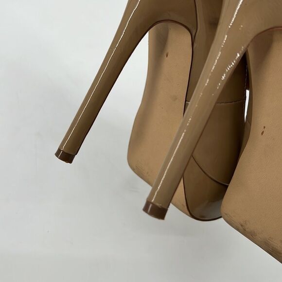 Steve Madden Bevv Patent Leather Tan Platform Stiletto Heels - Picture 8 of 9
